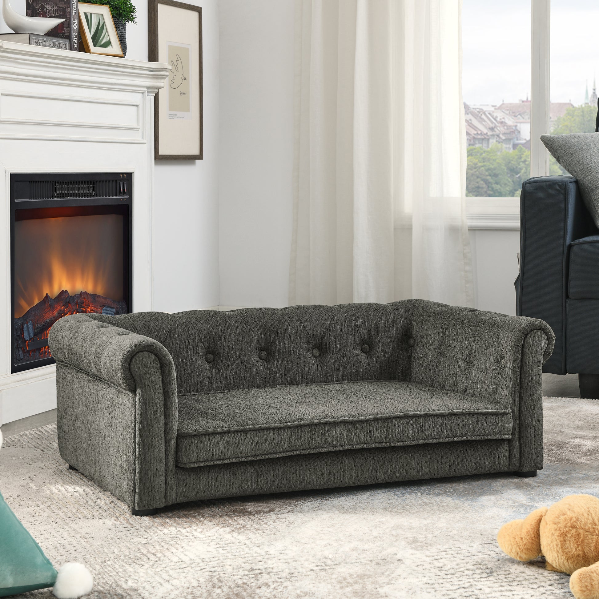 Kova Modern Pet Sofa – Dark Gray Elevated Bed for Small & Medium Dogs, Durable Upholstery - JUSTLIVE NESTJUSTLIVE NEST