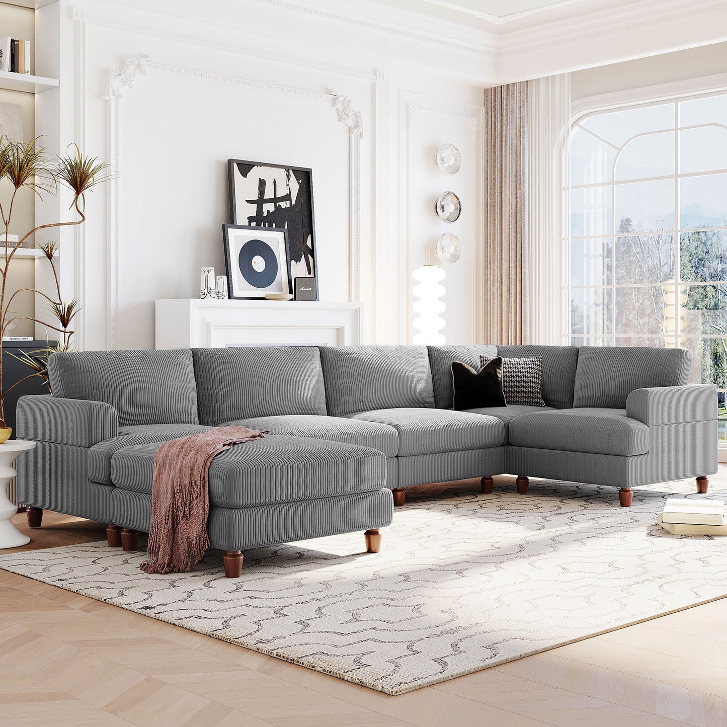 Corner Lounge Set – Modular L-Shape Sofa with Ottoman for Open Living Spaces