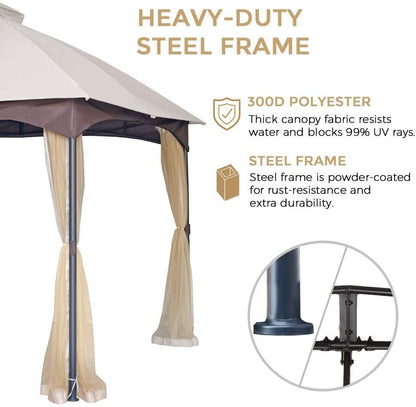 Aurelia 10x12' Soft - Top Metal Gazebo – Heavy Duty Outdoor Pavilion with Mosquito Net & Steel Roof Frame - JUSTLIVE NESTJUSTLIVE NEST