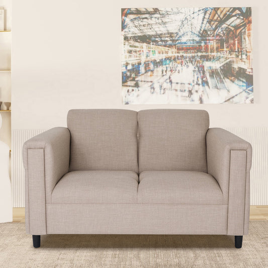 Arlowe™ Toast-Toned Loveseat – Modern Compact 2-Seater with Wood Frame for Cozy Interiors