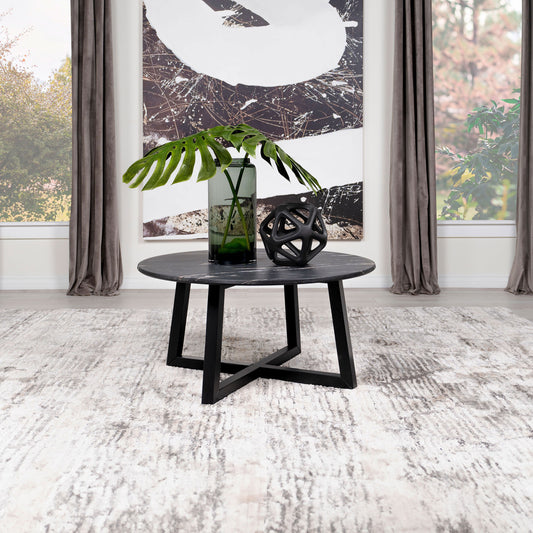 Enlow Coffee Table – SmartTop Black Marblelook Round Surface