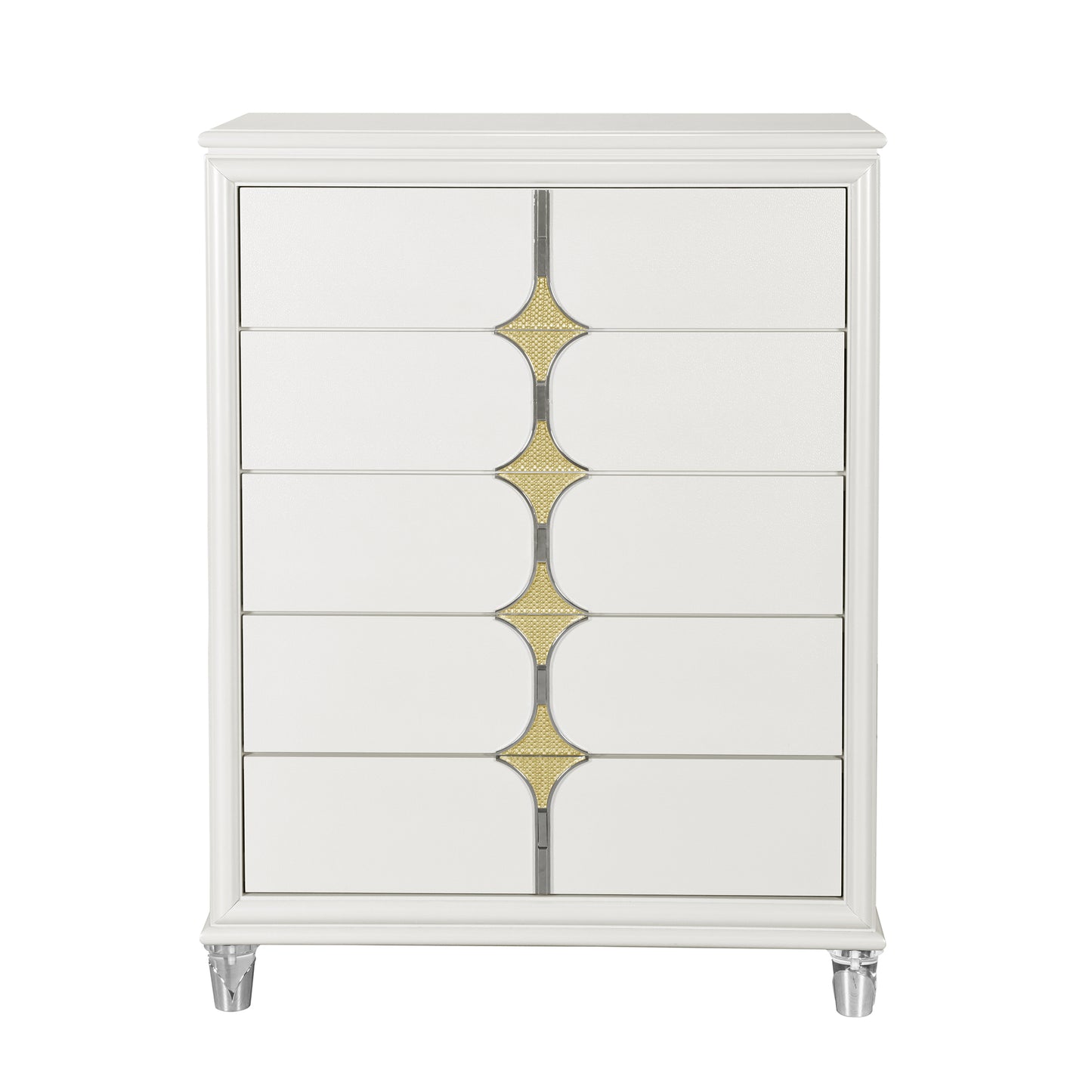 Uriuni Gold Tower – Luxe 5-Drawer Chest with Brushed Gold Front and Polished Handles