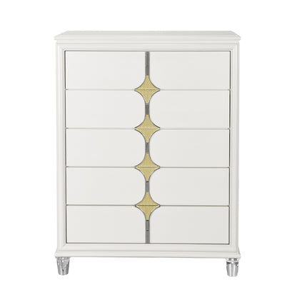 Uriuni Gold Tower – Luxe 5-Drawer Chest with Brushed Gold Front and Polished Handles