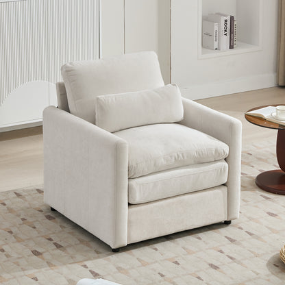 NestEdge ‘CloudNest” Armchair – Cozy Beige Upholstery | Plush Double Cushion Comfort