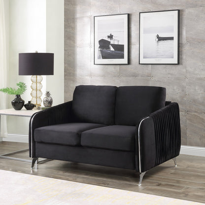 Corvella™ 54' Noir Velvet Loveseat – Sleek Dual-Seat Sofa with Modern Silhouette