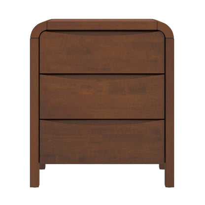 Lionen Chest – Brown 3-Drawer Mid-Century Nightstand in Solid Wood (23.6”H)