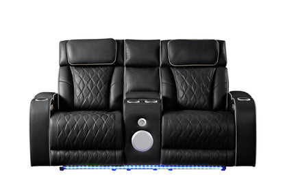 JUSTLIVE NEST® Fortunex Recliner Loveseat – Black ModuSoft™ Upholstery, Wood Core & Massage Motion