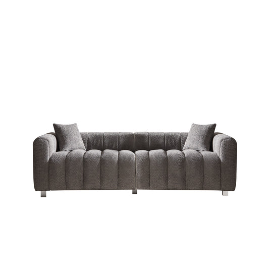 3-Seat Luxe Lounge – Sculpted Plush Sofa with Sleek Metal Accents & Cozy Pillows