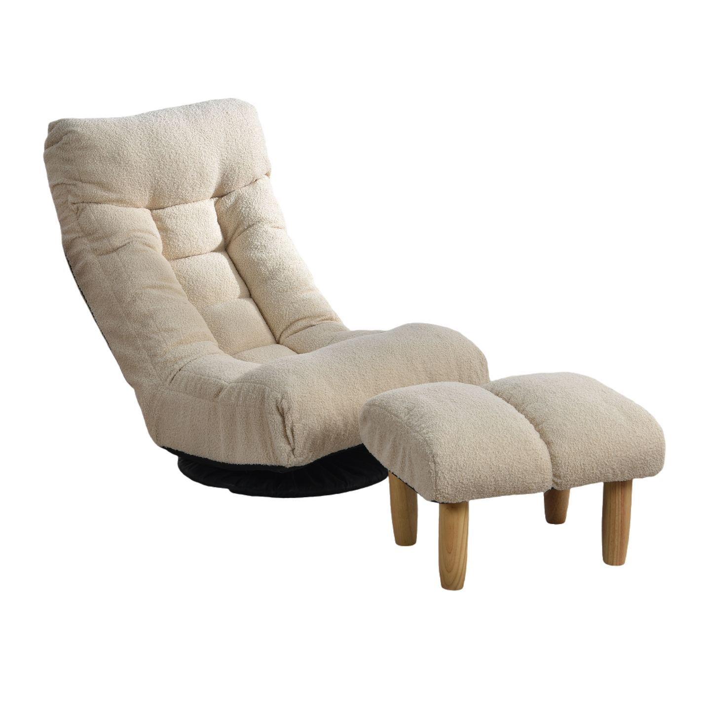 Yuki Recliner Chair – White Cotton Japanese-Style Single Sofa with Adjustable Positions