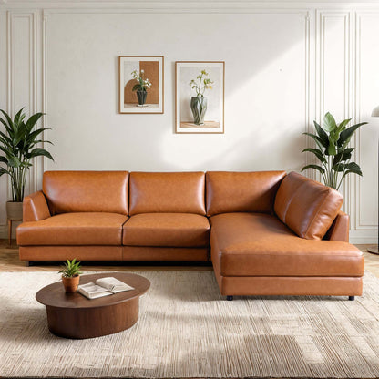 Glander Right-Facing Lounge – Premium Leather Sofa in Cognac