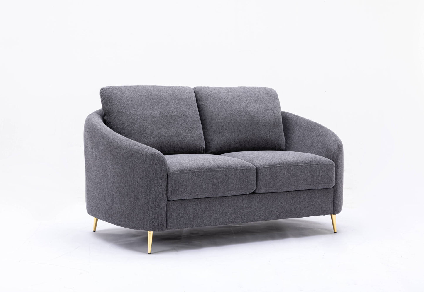 The Yuina Luxe Loveseat – Gray Linen Upholstered 2-Seater with Timeless Style