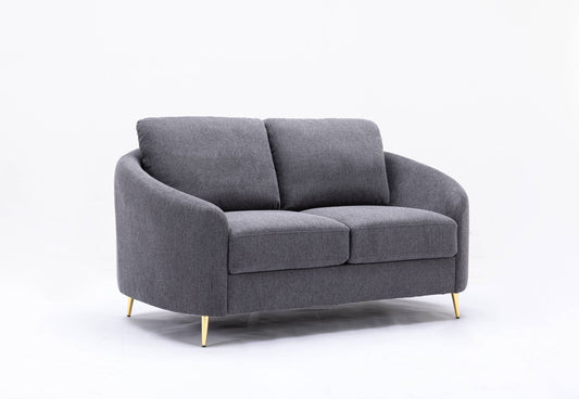 The Yuina Luxe Loveseat – Gray Linen Upholstered 2-Seater with Timeless Style