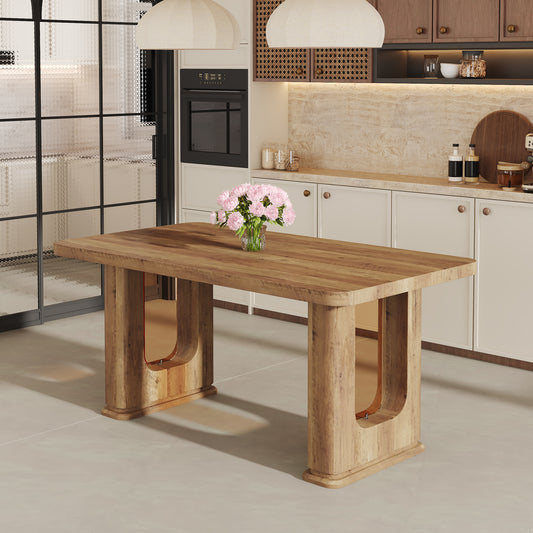 Veltra Dining Table – 64'' Wood Texture Tabletop with Modern Minimalist Look