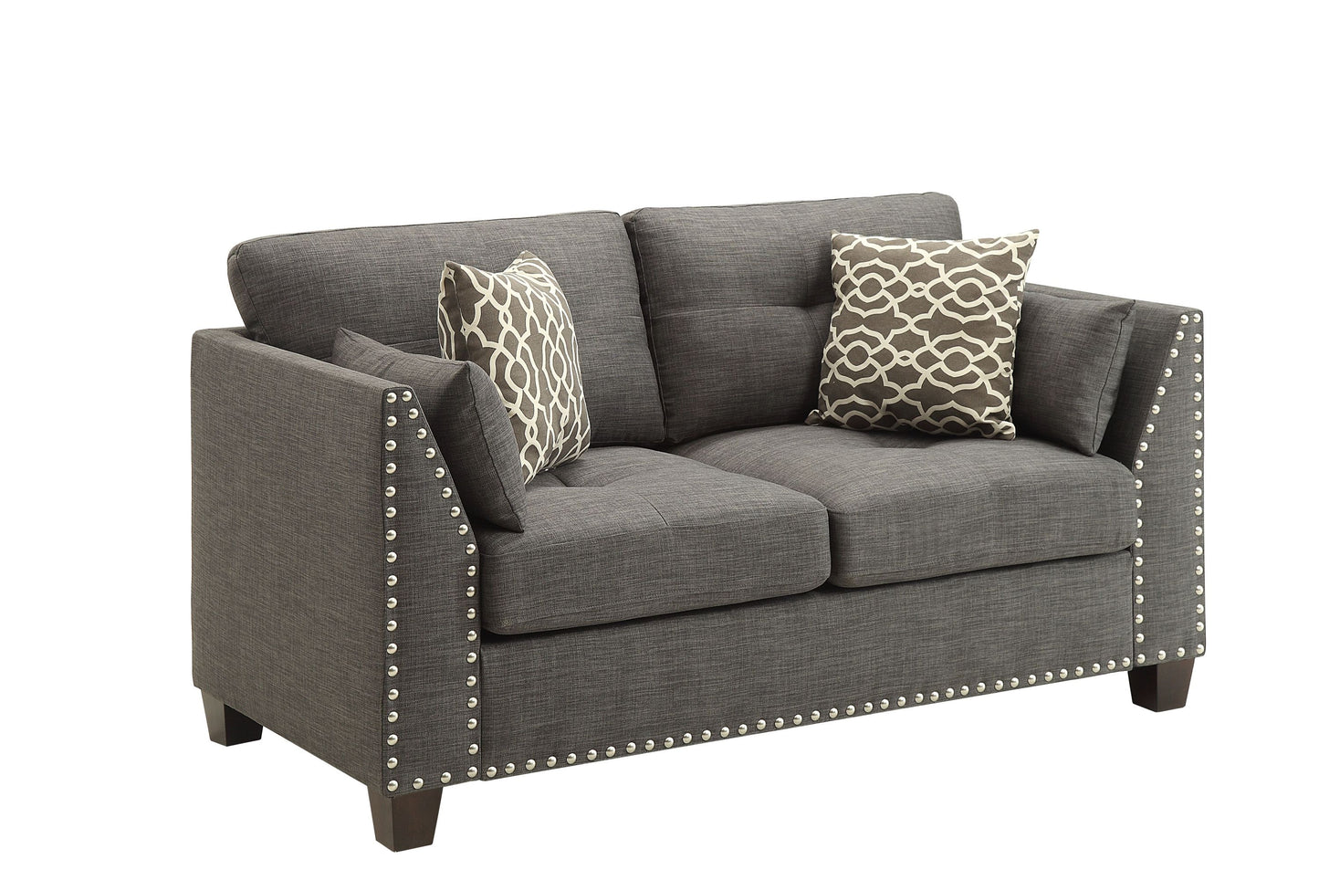 Laurissa Cozy Retreat – Light Charcoal Linen 2-Seater with 4 Cushions