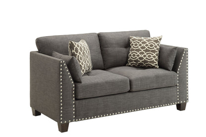 Laurissa Cozy Retreat – Light Charcoal Linen 2-Seater with 4 Cushions