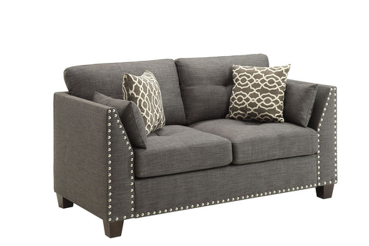 Laurissa Cozy Retreat – Light Charcoal Linen 2-Seater with 4 Cushions