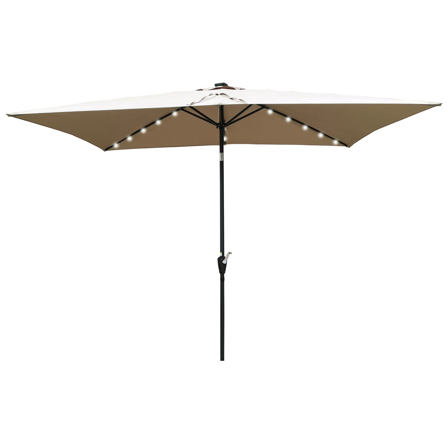 Solair 10x6.5' Rectangular LED Umbrella – Solar Crank Shade with Push - Button Tilt for Patio or Pool - JUSTLIVE NESTJUSTLIVE NEST