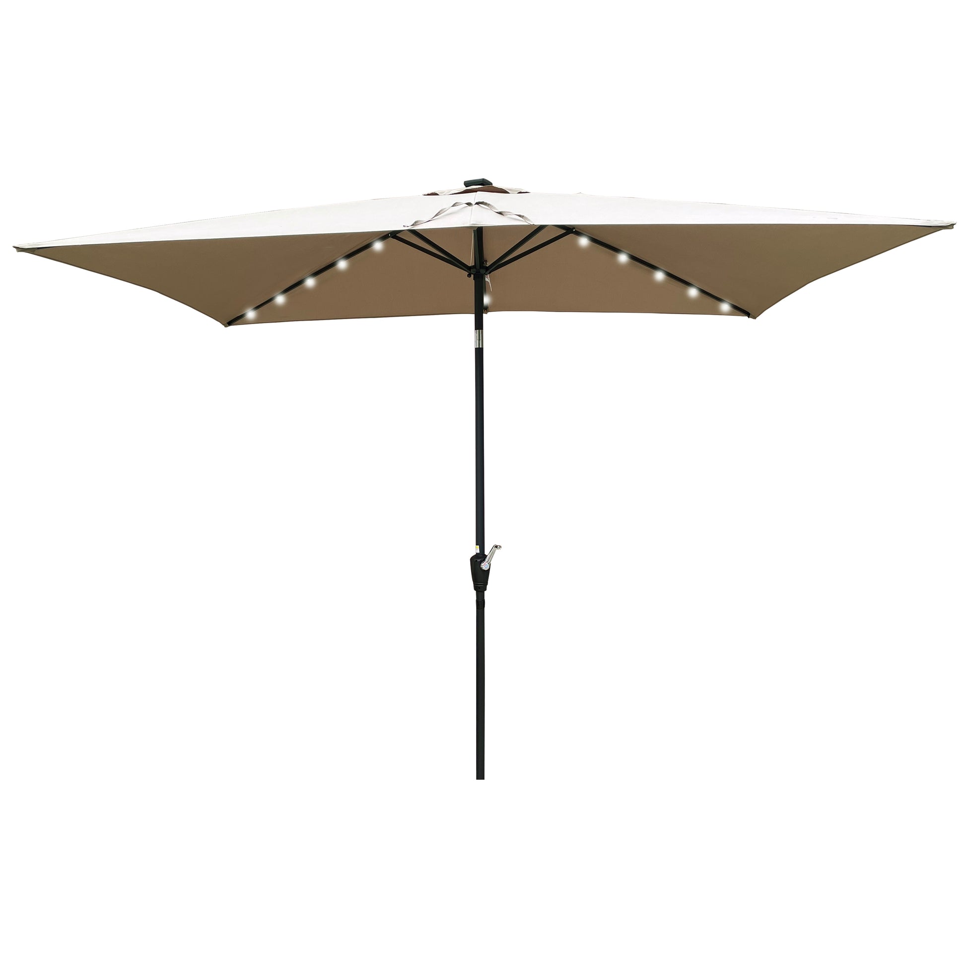 Solair 10x6.5' Rectangular LED Umbrella – Solar Crank Shade with Push - Button Tilt for Patio or Pool - JUSTLIVE NESTJUSTLIVE NEST