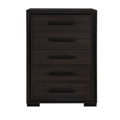 Adelmo Chest – Warm Brown Wooden Chest with 4 Drawers & Decorative Beveled Frame