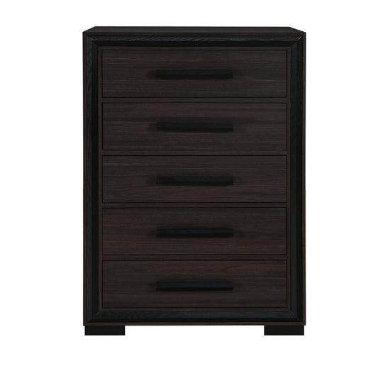 Adelmo Chest – Warm Brown Wooden Chest with 4 Drawers & Decorative Beveled Frame