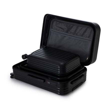 Jetera 3 - Piece ABS Travel Set – Black Spinner Suitcases with USB Port & Cup Holder (20/24/28") - JUSTLIVE NESTJUSTLIVE NEST