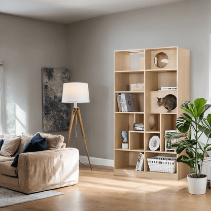 Nuvio Cat Tree Bookcase – Furniture - Style Cat Tower with Shelves & Climbing Platforms - JUSTLIVE NESTJUSTLIVE NEST