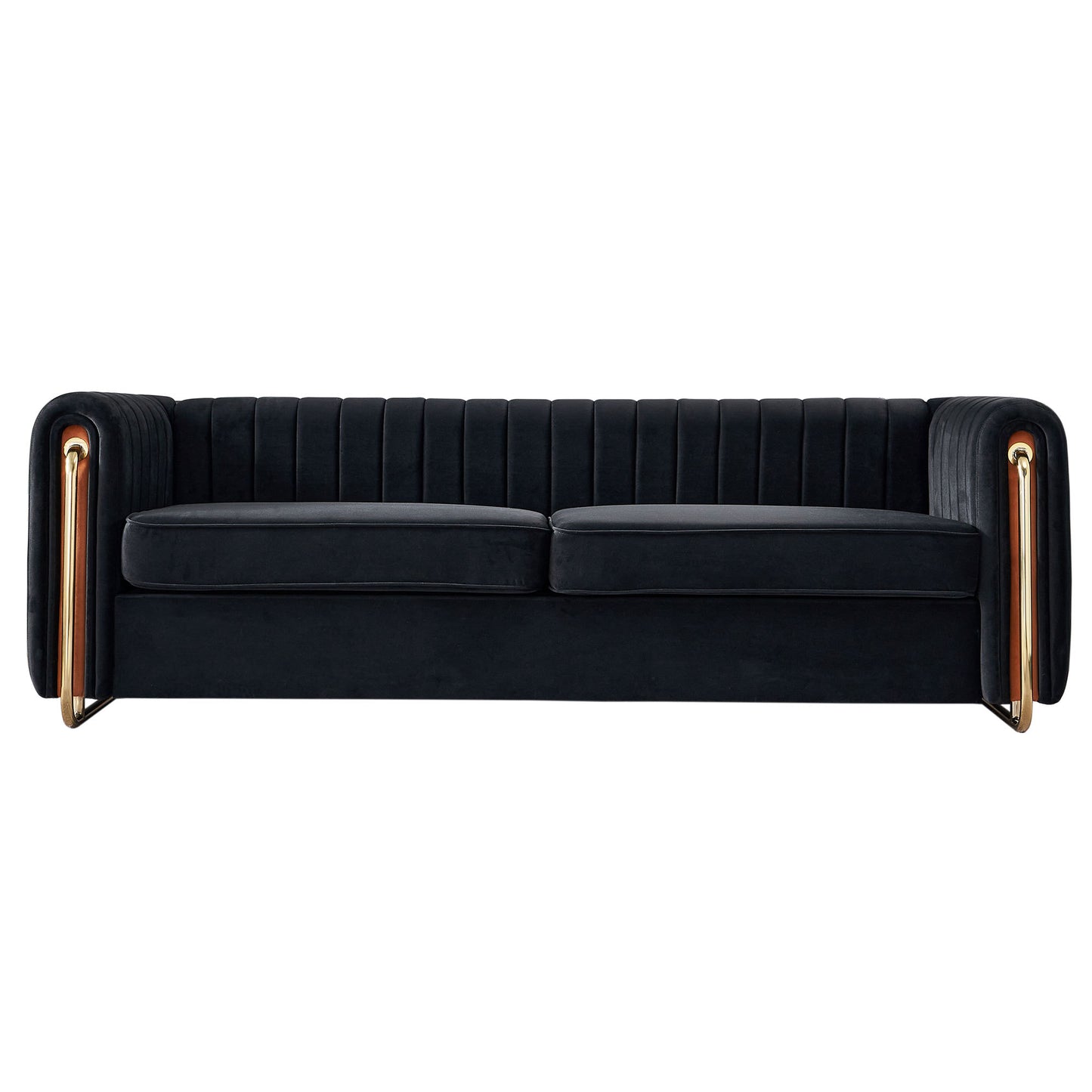 NestEdge ‘Velura” Cozy Velvet Sofa – Midnight Black | 84” Wide