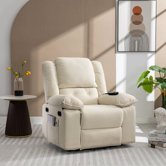Velaro Power Recliner – Beige Massage Lift Chair with Infinite Position & Lumbar Heat