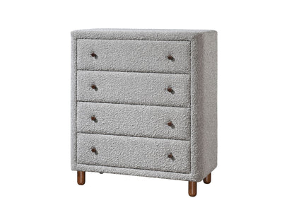 Cleo Boucle Chest – Soft Gray Upholstered Dresser with Textured Fabric Fronts