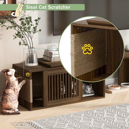Vero Pet - Friendly TV Console – Mid - Century Walnut Stand with Extendable Table, Cushion & Cat Cubby - JUSTLIVE NESTJUSTLIVE NEST
