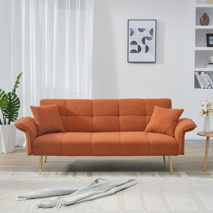 70' Fleece Lounge Bed – Convertible Teddy Fabric Loveseat with Adjustable Arms & Back
