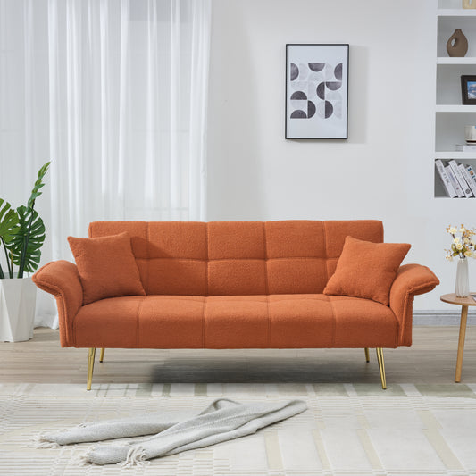 70' Fleece Lounge Bed – Convertible Teddy Fabric Loveseat with Adjustable Arms & Back