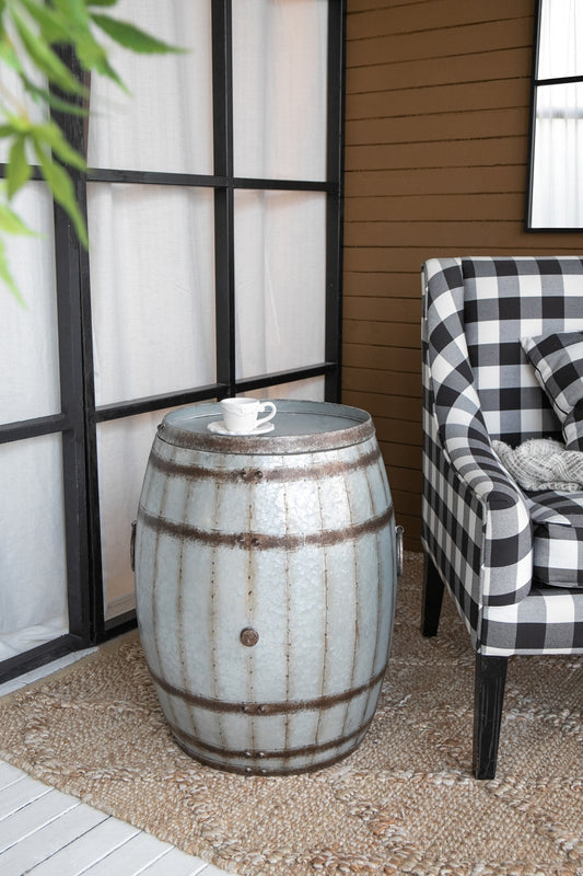 Droma Tall Drum Table – 22.5" Round Patio Side Table, 26" Height Accent Piece