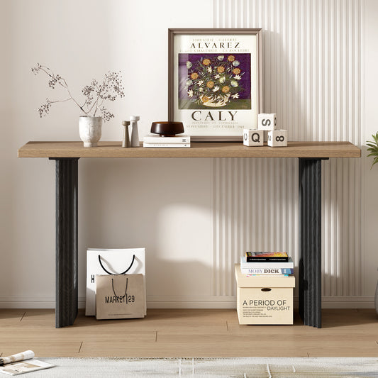 Rondura Console Table – Solid Wood Veneer with Round Hollow Legs
