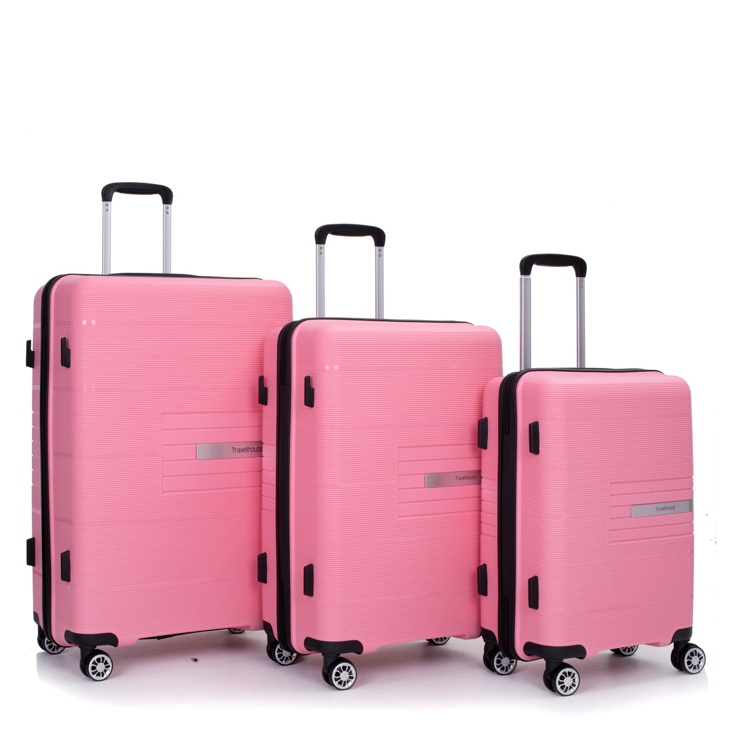 Jetera 3 - Piece PP Suitcase Set – Pink Polypropylene Hardshell with Double Spinner Wheels & TSA Lock - JUSTLIVE NESTJUSTLIVE NEST