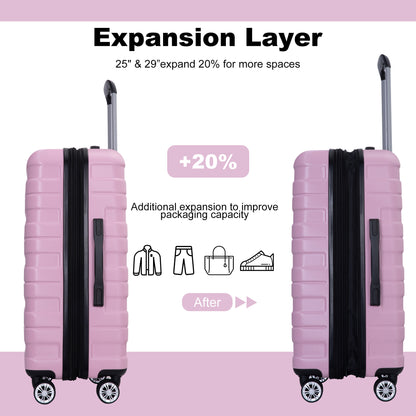 Jetera 3 - Piece Luggage Set – Pink PC Expandable Suitcases with Double Spinner Wheels & TSA Lock - JUSTLIVE NESTJUSTLIVE NEST