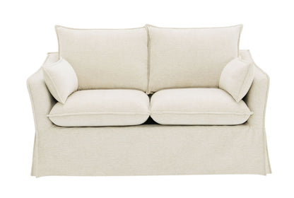 The Shane Cozy Haven – Beige Linen Loveseat with 2 Plush Pillows