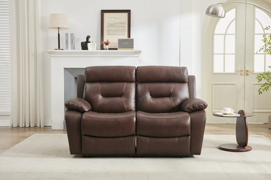 NestEdge ‘ReclinaNest” Loveseat – Genuine Leather | Two-Seat Manual Recliner