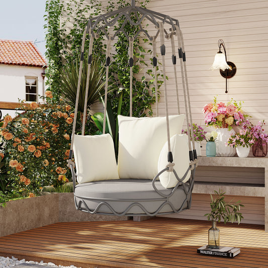 Kairo Swing – Beige Hanging Basket Chair with Olefin Cushion