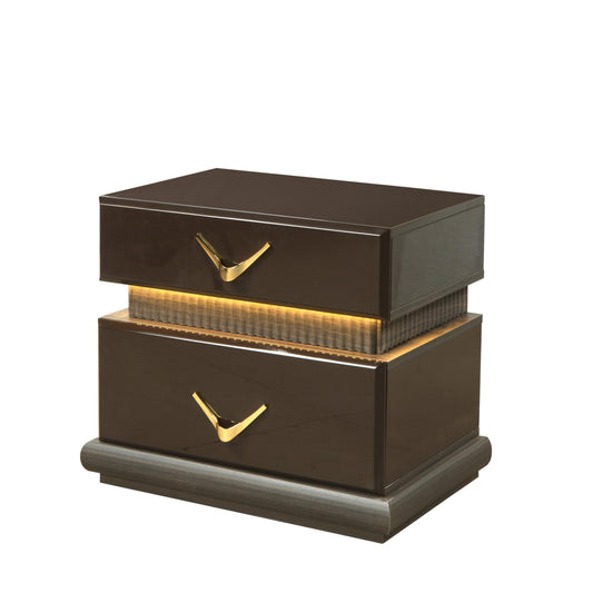 Cavrin Wood Duo – Brown 2-Drawer Modern Nightstand with Sleek Edge Design