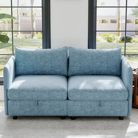 NestForm™ Mid-Century Loveseat – 2-Seater Sofa with Hidden Storage for Small Spaces