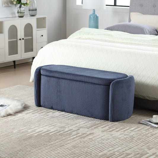 Elvar Bench – Navy Upholstered Storage Seat with Soft Hinge