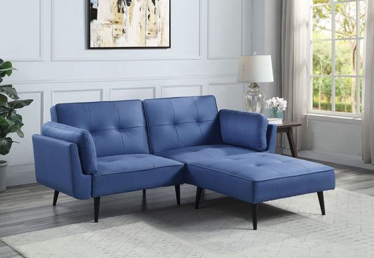 Adjustable Lounge Set – Blue Comfort Sofa with Companion Footrest