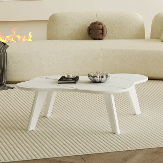 Cloudesse Work Table – White FauxMarble Top with Sculpted Cloud Shape and Painted Wood Legs
