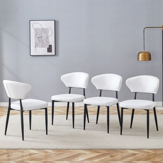 Vetra Ergo Chair Set – 4 White Curved-Back Minimalist Dining Seats