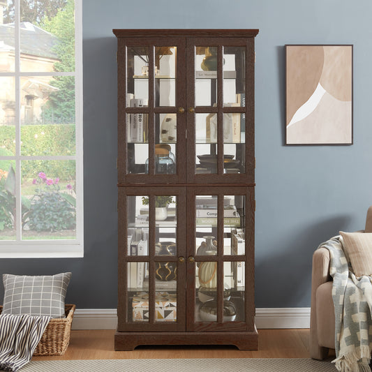 Antiqua Classic Curio – 4-Door Glass Display Cabinet with Adjustable Shelves (CHE Finish)