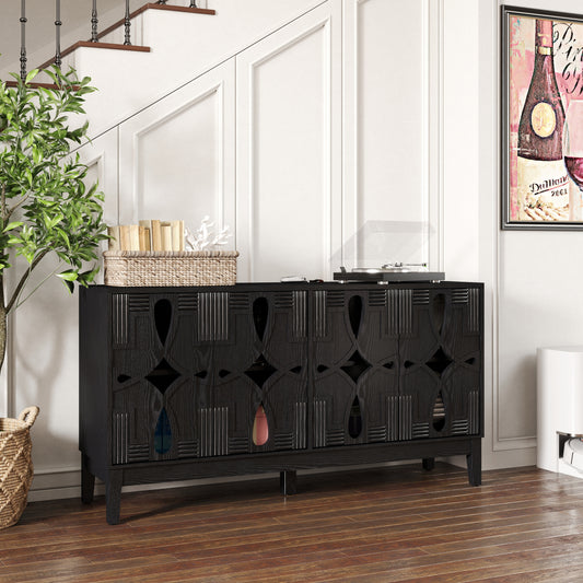 Midvyn Max Buffet – 60.5" Black Sideboard with 4 Doors & Media Console Function