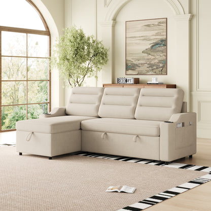 83.5' Smart Comfort Sleeper – Convertible Lounge Sofa with Hidden Storage & Integrated Relax Features