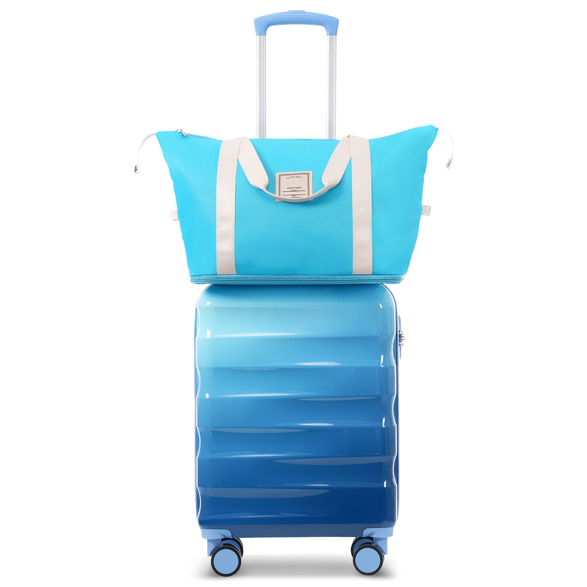 Jetera 2 - Piece Carry - On Set – 20" Glossy Hardshell Suitcase with Cup Holder, Spinner Wheels & TSA Lock - JUSTLIVE NESTJUSTLIVE NEST
