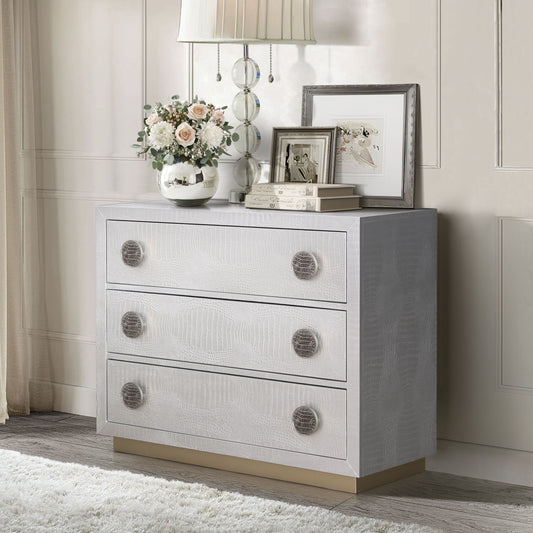 Anpara Croco Console – Silver Faux Crocodile Cabinet with Textured Finish